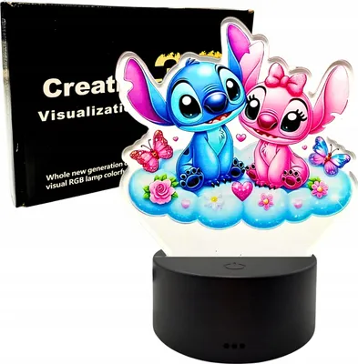 Image de Lampe de chevet Lilo et Stitch pour enfants, de bureau, 3D LED, cadeau + télécommande
