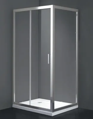 Image de Cabine de douche 100x120 avec ouverture frontale et porte coulissante, avec deux cristaux et un côté fixe, carrée et rectangulaire, en verre trempé satiné - FRASCIO