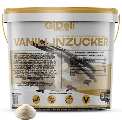 Produktbild von Vanillinzucker 3kg Intensiv Vanille Aroma Backaroma Gebäck Schlagsahne GiDeli