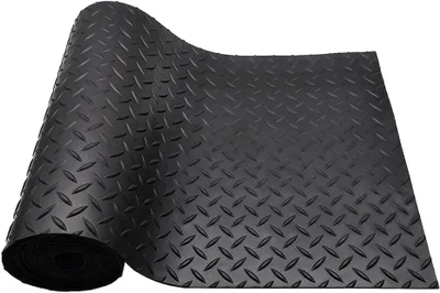 Produktbild von Gummibodenbelag in der Größe 0,3 x 38,1 x 3,2 m, Diamantmuster, rutschfeste Matte für verschiedene Anwendungen