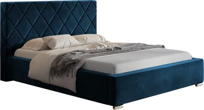 Produktbild von Polsterbett mit Bettkasten 180x200 cm Aron - Doppelbett mit Lattenrost, Samtstoff, Blau
