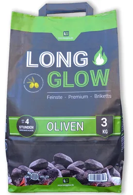 Produktbild von Long Glow Olive 3 kg Premium Grillbriketts |  Spain