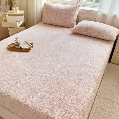 Immagine prodotto di Coprimaterasso per letto con box, dimensioni 200x220 cm, colore rosa, tessuto velluto