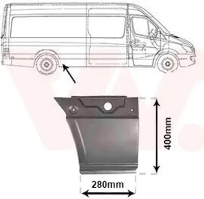 Produktbild von VAN WEZEL Seitenwand Reparaturblech passend für MERCEDES-BENZ SPRINTER 3,5-t Kasten (906) SPRINTER 3-t Kasten (906) SPRINTER 3,5-t Bus (906) für VW