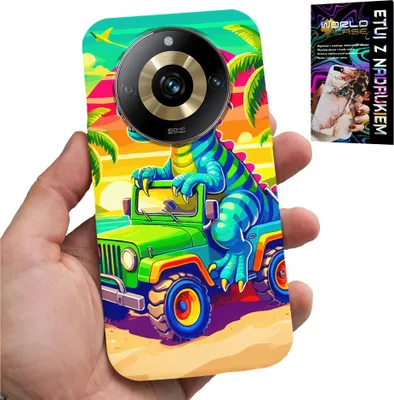 Image de Étui pour Realme 11 Pro+ 5G - Dinosaure dans un camion Motifs pour enfants