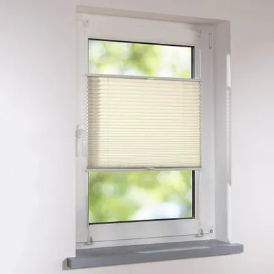 Produktbild von Plissee Klemmfix Faltstore UNIVERSAL Faltrollo ohne Bohren - 35 x 170 cm - creme
