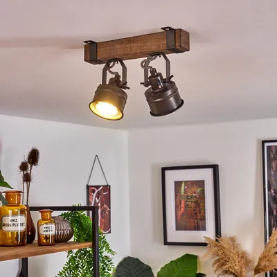 Produktbild von Villanuova »Villanuova« Deckenlampe aus Metall/Holz in Schwarz/Braun