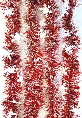 Produktbild von Lametta 5m Girlande Weihnachten Weihnachtsgirlande Christbaumschmuck Deko Schneeflocken LMT10 Rot