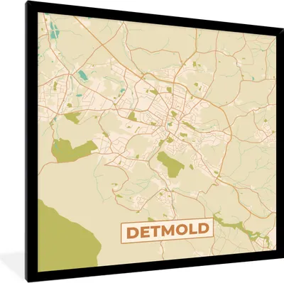 Produktbild von MuchoWow® Gerahmtes Poster Stadtplan - Detmold - Vintage - Karte 40x40 cm - Poster mit Schwarzem Bilderrahmen Wandposter Rahmen Foto Bilder - Mit Rahmen - Wanddekoration Schlafzimmer