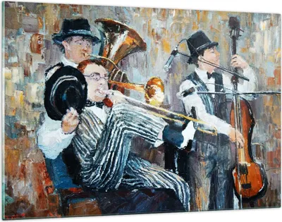 Produktbild von Bilder auf glas - Jazz Musik Musiker - 120x80cm - Glasbilder - Wandbilder - Kunstdruck - zum Aufhängen bereit - Wanddekoration aus Glas - Glas Bilder - Wandbild auf Glas - Einteilig - GAA120x80-3422