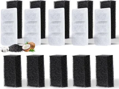 Obrázek produktu pro Sada filtrů na vodu pro kočky, 15 filtrů s aktivním uhlím a 10 houbových filtrů