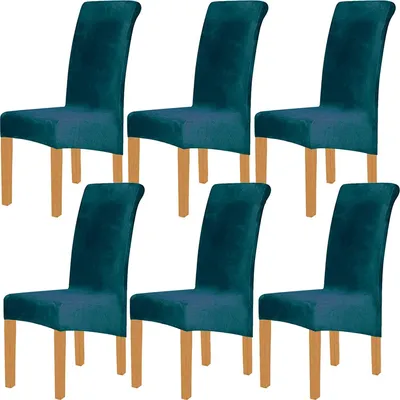 Obrázek produktu pro 6 kusů XL Velvet Stretch Jídelní židle Kryty - Elastan Plyšové židle Kryty Pevné velké jídelní židle Chránič Home Dekor