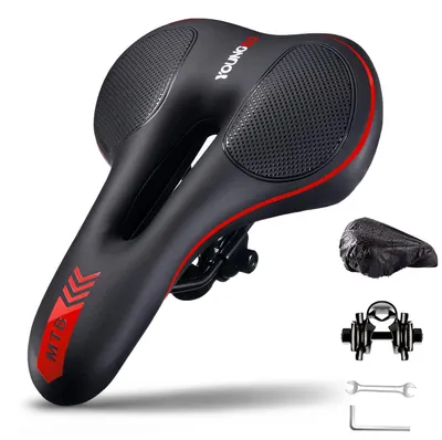 Produktbild von YOUNGDO Fahrradsattel, Gel Fahrradsitz, weicher, komfortabel atmungsaktiv stoßdämpfend, Ergonomisch Fahrrad Sattel mit wasserdichte Abdeckung