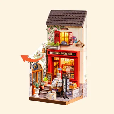 Produktbild von Vienna Bookstore Miniaturhaus DIY 3D-Puzzle mit LED-Beleuchtung Robotime