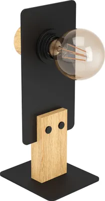 Produktbild von EGLO Tischlampe Bramerton, ausgefallene Nachttischlampe, Tischleuchte aus Holz und Metall, FSCM70HB, für Wohnzimmer und Schlafzimmer, E27 Fassung