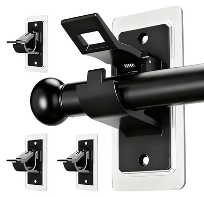 Gardinenstangenhalter, selbstklebend, 4 Stück, schwarz, bis 3 cm Ø