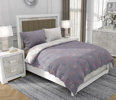Produktbild von Bettwäsche 200x220 cm + 2x70x80 cm, 3-teilig, 100% Baumwolle, Satin, Reißverschluss, Violett - SOVIO | So.9011
