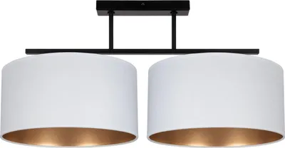 Produktbild von Deckenleuchte Metall Stoff E27 in Schwarz Weiß Gold 2-flammig länglich Modern Deckenlampe