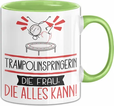 Produktbild von Trampolinspringerin Geschenk Tasse Becher Die Frau Die Allen Kann Geschenkidee für eine Trampolinspringerin Lustig (Grün)