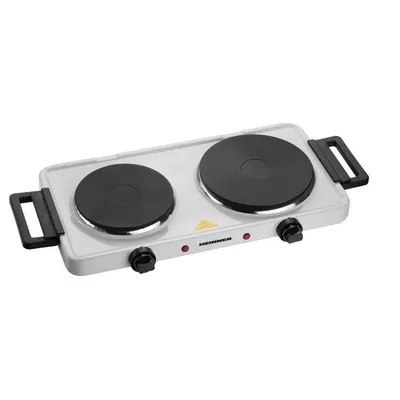 Produktbild von Heinner HDHP-KH2500WH Doppelkochplatte 2500 W, 2 Gusseisenplatten, Thermostat, Weiß