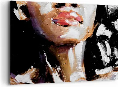 Produktbild von Bild auf Leinwand - Leinwandbild - Einteilig - Öl Mund Frau - 100x70cm - Wand Bild - Wanddeko - Wandbilder - Leinwanddruck - Bilder - Wanddekoration - Leinwand bilder - Wandbild - AA100x70-4724