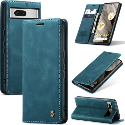 Immagine prodotto di Custodia Google Pixel 7A, Custodia in Finto cuoio retrò con funzione di stand Custodia protettiva per Google Pixel 7A blu