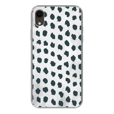 Produktbild von MuchoWow® Handyhülle Schutzhülle Hülle für iPhone XR Polka dots - Schwarz - Marmor Silikon Softcase Handy Hülle - Schutzdeckel
