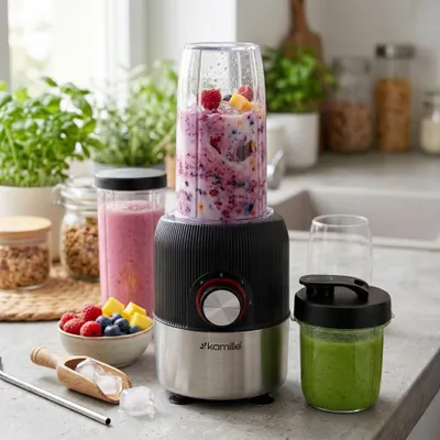 Produktbild von 2-in-1-Stabmixer mit Zerkleinerer, 500 W, 2 Becher (650 ml und 250 ml), KAMILLE