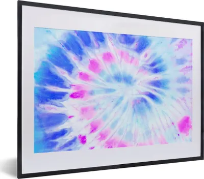 Produktbild von MuchoWow® Gerahmtes Poster Sommer - Krawattenfärbung - Weiß 40x30 cm - Poster mit Schwarzem Bilderrahmen Wandposter Rahmen Foto Bilder - Bilderrahmen - Poster im Rahmen