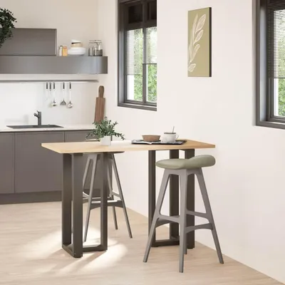 Produktbild von vidaXL Bartischbeine T-Form 2 Stk. Naturstahl 50x35x(90-91) cm Stahl