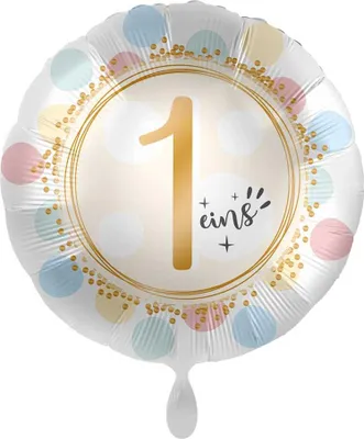 Produktbild von 1. Geburtstag Folienballon soft Dots 45cm