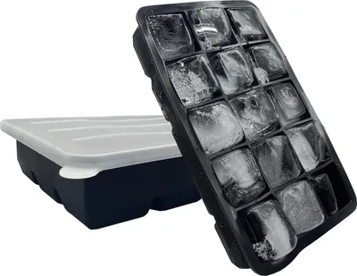 Immagine prodotto di Vaschetta per cubetti di ghiaccio in silicone con coperchio - 15 scomparti - Senza BPA - Certificata LFGB - Per bevande ghiacciate e whisky