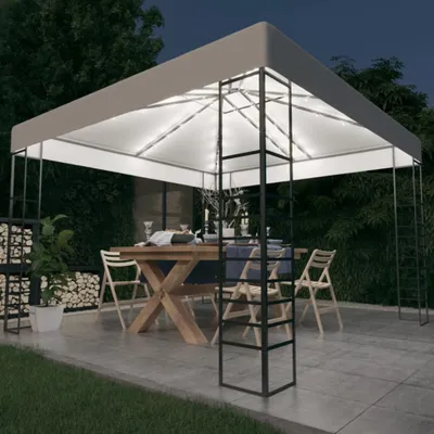 Produktbild von BEI CLORIS Gartenzelt mit LED-Lichterkette 3x3 m Weiß - Pavillons & Partyzelte Neu7644080 3parcel