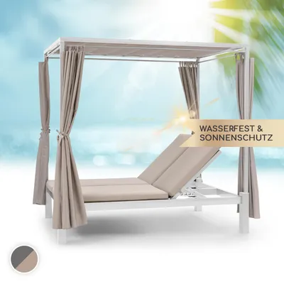 Image de Blumfeldt Bain de Soleil Double, Transat Jardin Exterieur 2 Personnes, Chaise Longue de Jardin en Polyester, Imperméable, Chaise Longue avec Dossier Réglable, Séchage Rapide, Bains de Soleil Design