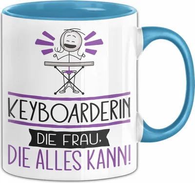 Produktbild von Keyboarderin Geschenk Tasse Becher Die Frau Die Allen Kann Geschenkidee für eine Keyboarderin Lustig (Blau)