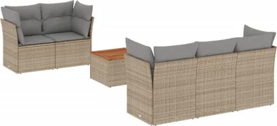 Immagine prodotto di vidaXL Set da giardino 6 pezzi con cuscini in polyrattan