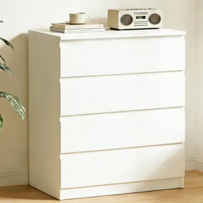 Obrázek produktu pro Komoda se 4 zásuvkami, bílá, dřevo, rozměry 70x40x95 cm