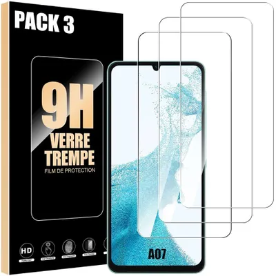 Image de 3 Verre Trempé pour Samsung Galaxy A07, Protection d'écran Anti-Rayures 9H Antichoc Transparent