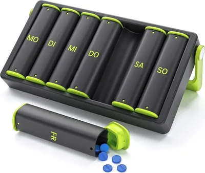 Obrázek produktu pro Krabička na tablety 7 dní Ráno Večer KOVIUU Krabička na tablety 2 přihrádky Krabička na tablety