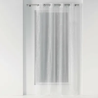 Productafbeelding van Transparante gordijn, 140 cm x 240 cm, zilverkleurige wolkenprint, wit