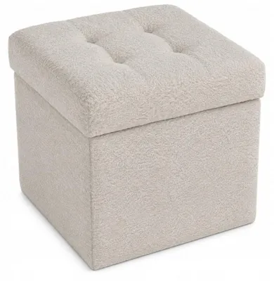 Zdjęcie produktu dla Pufa KLARO z pojemnikiem salon sypialnia 38x38x42 kremowy baranek