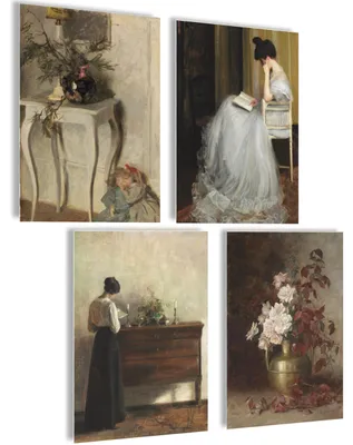 Obrázok produktu pre Sada plagátov s kvetinovými motívmi, vintage, rustikálny štýl, 4 kusy, rozmery 21x30 cm, dekorácia na stenu do obývačky