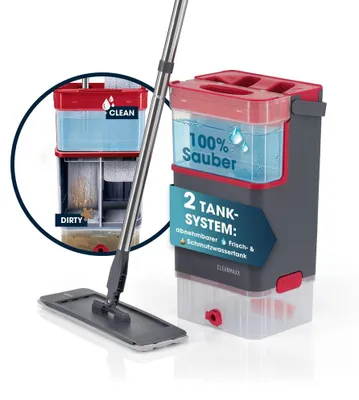 Immagine prodotto di CLEANmaxx, mop con sistema a due serbatoi da 7 litri, grigio/blu, con componenti rimovibili