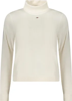Produktbild von Eleganter Damenpullover: Weiß, Stehkragen, Baumwolle, Stickerei