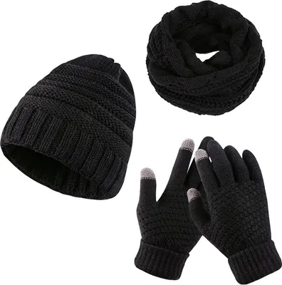 Immagine prodotto di INF Inverno sciarpa guanti berretto set caldo Nero