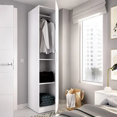 Produktbild von Calvert - Kleiderschrank 1 Tür, Weiß, Garderobe
