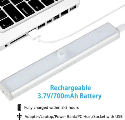 Produktbild von Kabellose Schrankleuchten - LED Unterbauleuchte 20 LED - Wiederaufladbar - Selbstklebend - Dimmbar - Fernbedienung - Für Unterschrank - 3er Set