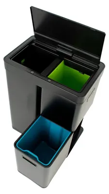 Produktbild von EKO - Mirage Plus Sensor Recycler Abfalleimer 30+15+15 Liter - Powder coated steel Plastic - Schwarz