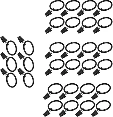 Produktbild von 30 Stück rostfreie Vorhangringe aus Metall,Vorhangringe aus Edelstahl mit Clips,Vorhangringe mit 30 Stück Vorhanghaken aus Kunststoff für Fenster,Tür,Duschvorhang,Vorhanghaken für Schienen,30 mm Innen