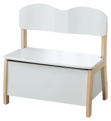 Imagen del producto de Cajonera para cambiador infantil, fabricada en madera maciza y MDF, con respaldo y asiento de dos colores
